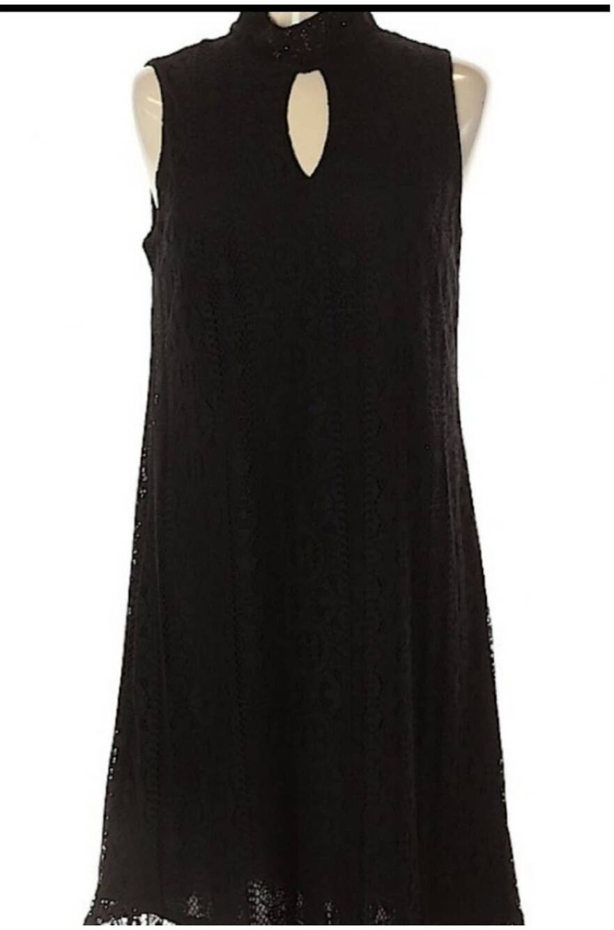 Libby Edelman Black Lace Keyhole Sleeveless Dress XL